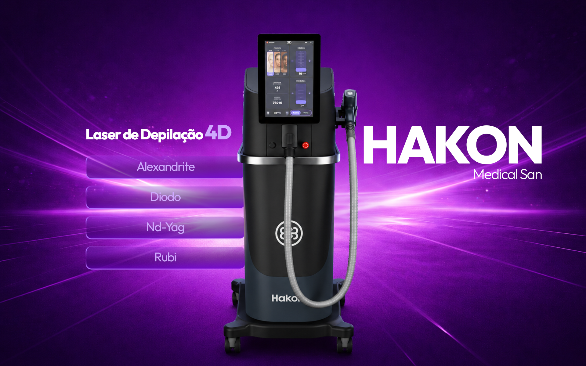 Equipamento Hakon para procedimentos estéticos, com tecnologia voltada para resultados eficazes em tratamentos corporais.