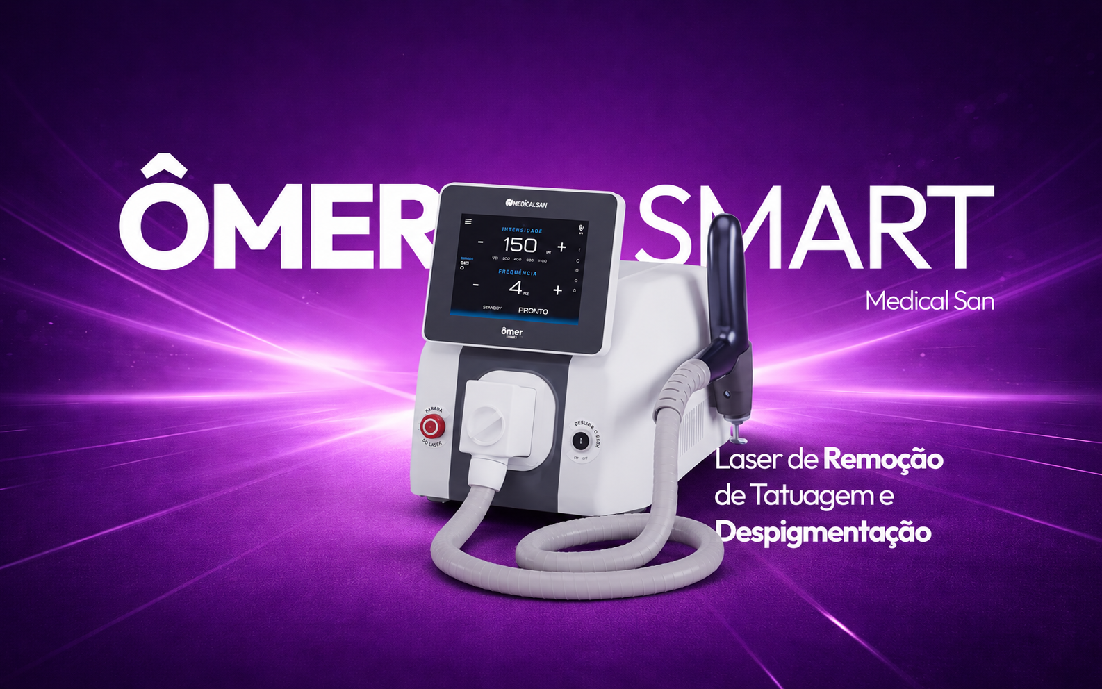 Equipamento Ômer para estética avançada, indicado para tratamentos corporais e faciais com alta performance.